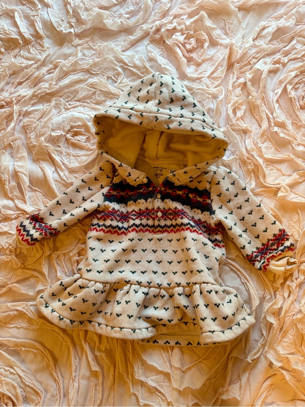 Girls Holiday Christmas Sweater Dress with Fair Isle